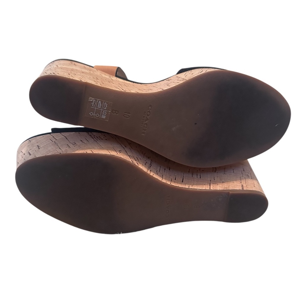 Coach Black and Tan Wedge Sandals - Picture 4 of 6